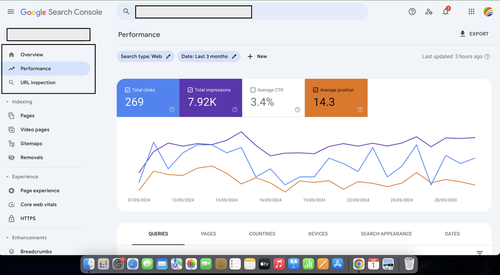 Google Search Console performance report screenshot